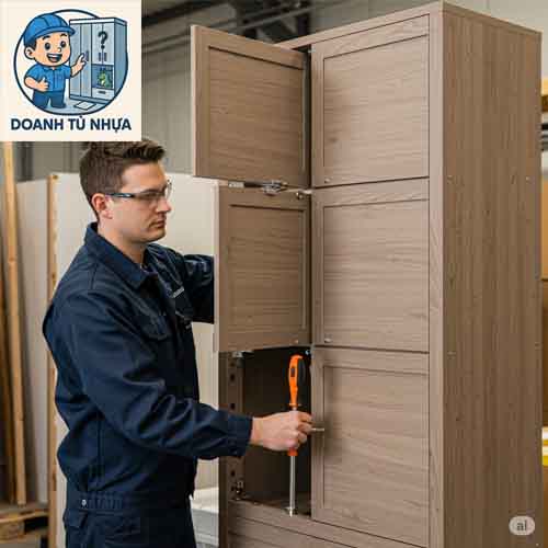 Cách thi công tủ nhựa quần áo giả gỗ