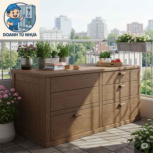 tủ nhựa giả gỗ ngoài trời