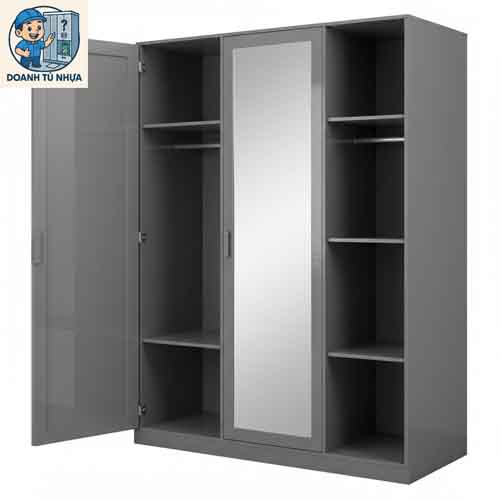tủ nhựa quần áo 2 cánh có kệ & gương