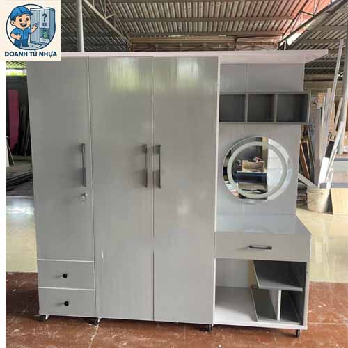 tủ nhựa quần áo 3 cánh có kệ & gương