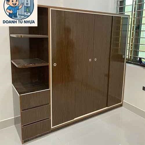 tủ nhựa quần áo giả gỗ cửa lùa