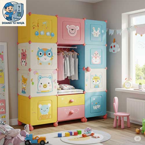 tủ nhựa treo quần áo trẻ em