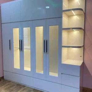Tủ quần áo 5 cánh 1 kệ kịch trần kèm kính cường lực nhựa Đài Loan Chin Huei HĐ–TA78