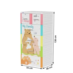 Tủ nhựa trẻ em Duy Tân Tabi L 5 tầng in hình gia đình Gấu