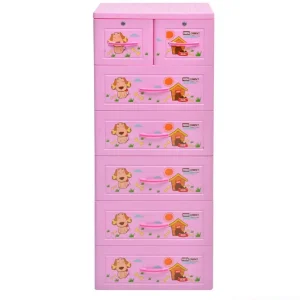 Tủ nhựa trẻ em Panda Song Long 6 tầng 7 ngăn kéo nhiều màu sắc