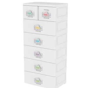 Tủ nhựa trẻ sơ sinh Mina Baby L 6 tầng 7 ngăn kéo màu trắng