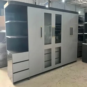 Tủ nhựa quần áo 5 cánh 1 kệ kết hợp kính cường lực Chin Huei 2.0 plus HĐ–TA64