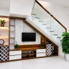 Mẫu tủ gầm cầu thang phòng khách bằng nhựa HĐ-TCT08