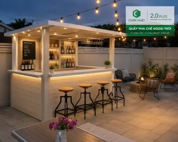 Quầy pha chế quán cafe ngoài trời nhựa Đài Loan Chin Huei HĐ-QPC09