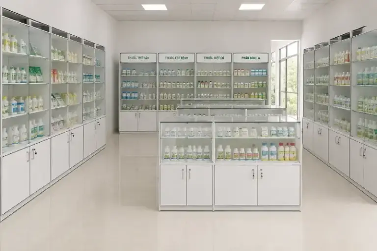 Tủ quầy thuốc bảo vệ thực vật nhựa PVC HĐ-TTĐ10