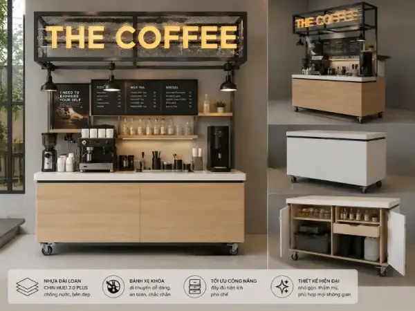 Báo giá quầy pha chế nhựa cafe/trà sữa/bar sản xuất tại xưởng