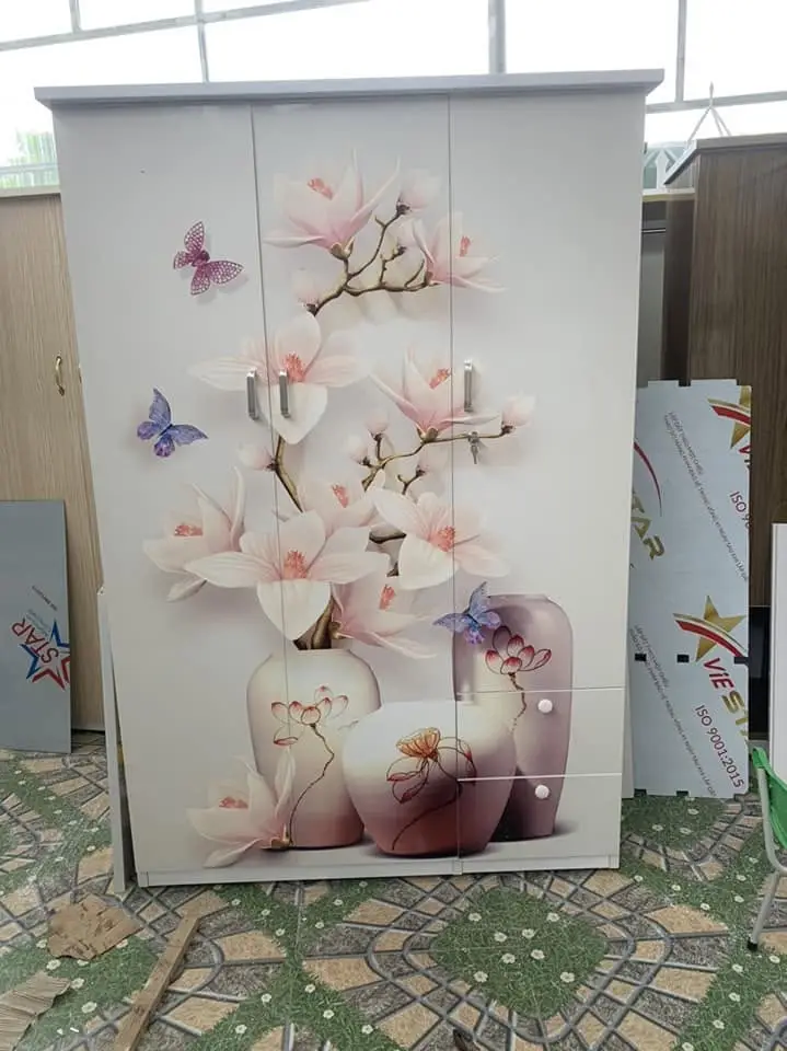 Tủ quần áo 3 cánh in 3D nhựa Đài Loan nhiều họa tiết HĐ-T3D02