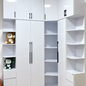 Tủ quần áo chữ L 4 cánh 2 kệ vát xéo kịch trần nhựa Chin Huei 2.0 plus HĐ-TAL04