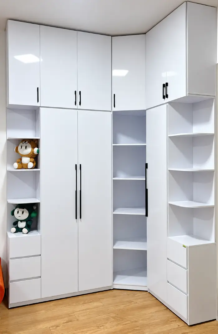 Tủ quần áo chữ L 4 cánh 2 kệ vát xéo kịch trần nhựa Chin Huei 2.0 plus HĐ-TAL04