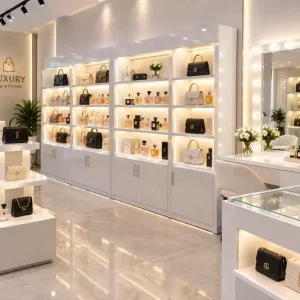 Tủ trưng bày túi xách & nước hoa nhựa Đài Loan có đèn LED HĐ-TTX04